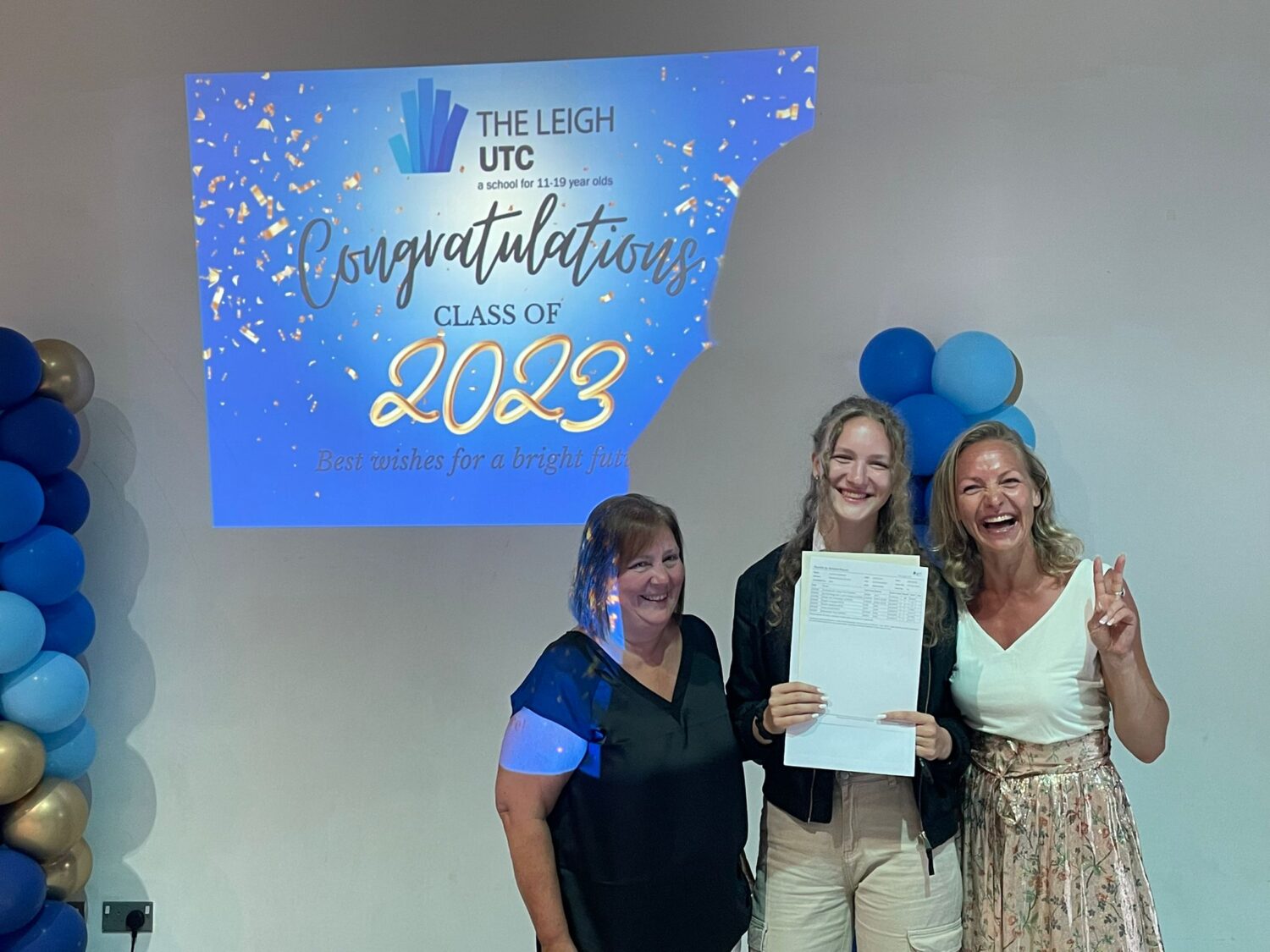 Students holding their results