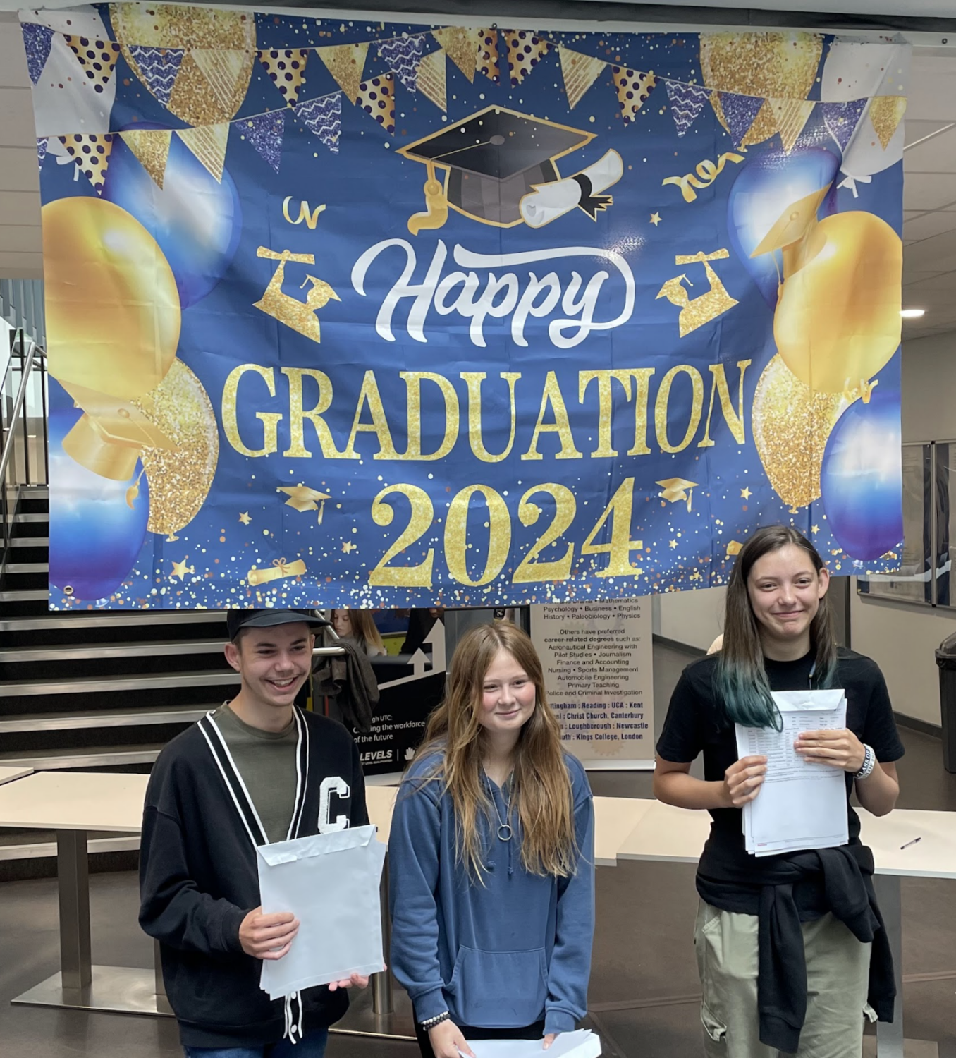 Students holding their results