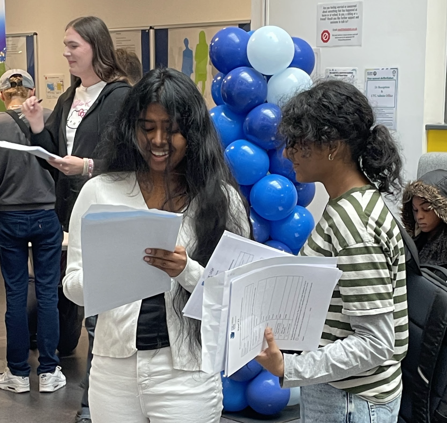 Students collecting their results